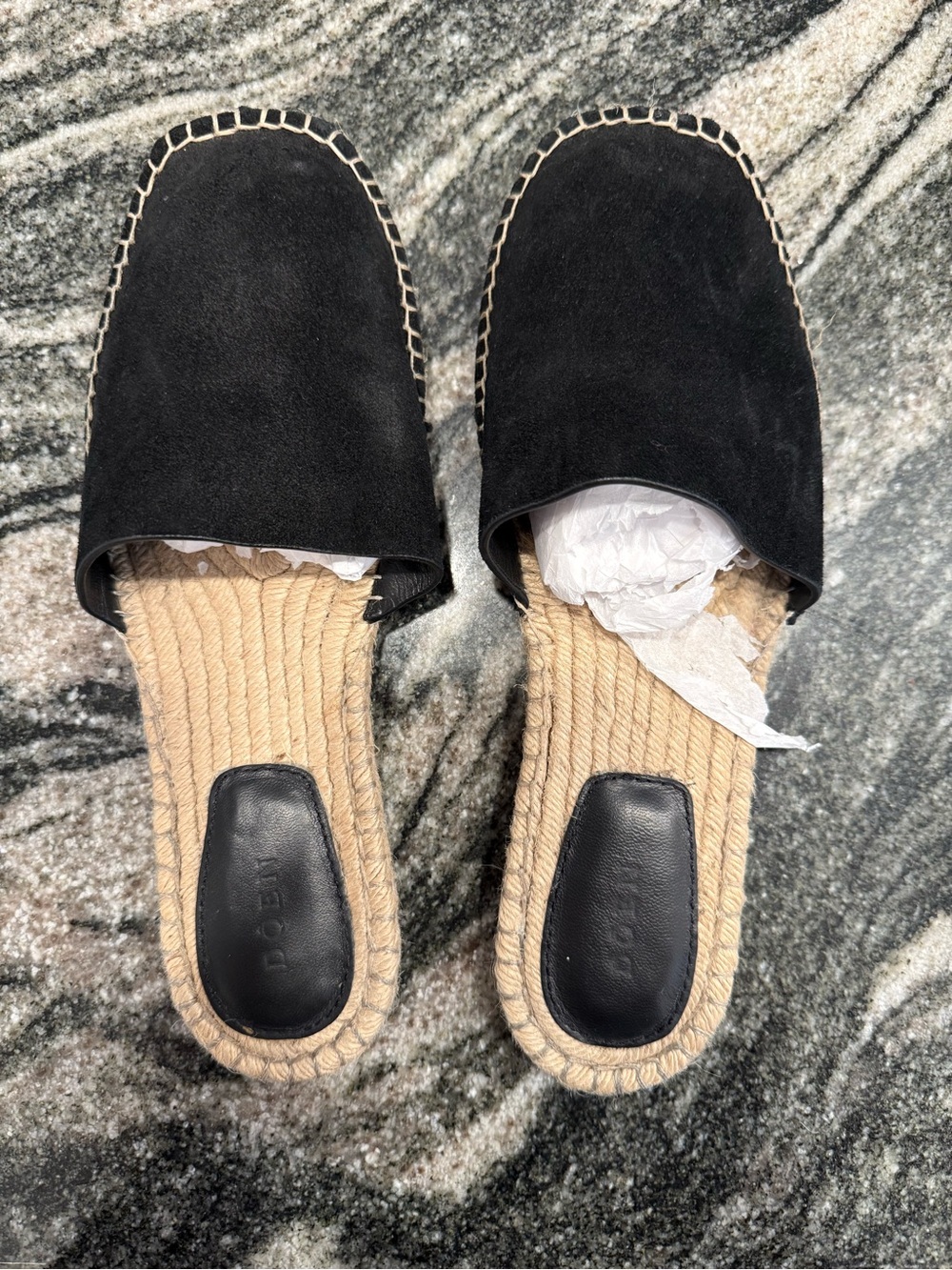 DÔEN Isola Black Suede Espadrille Mule Slides – EU 40 / US 9